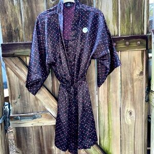 APT 9 2 Pc Nightgown Robe Black Pink Hearts Women’s Sz Medium NWOT